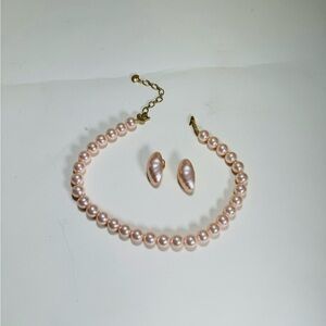 Vintage Richelieu Faux Pearl Necklace and Clip earrings